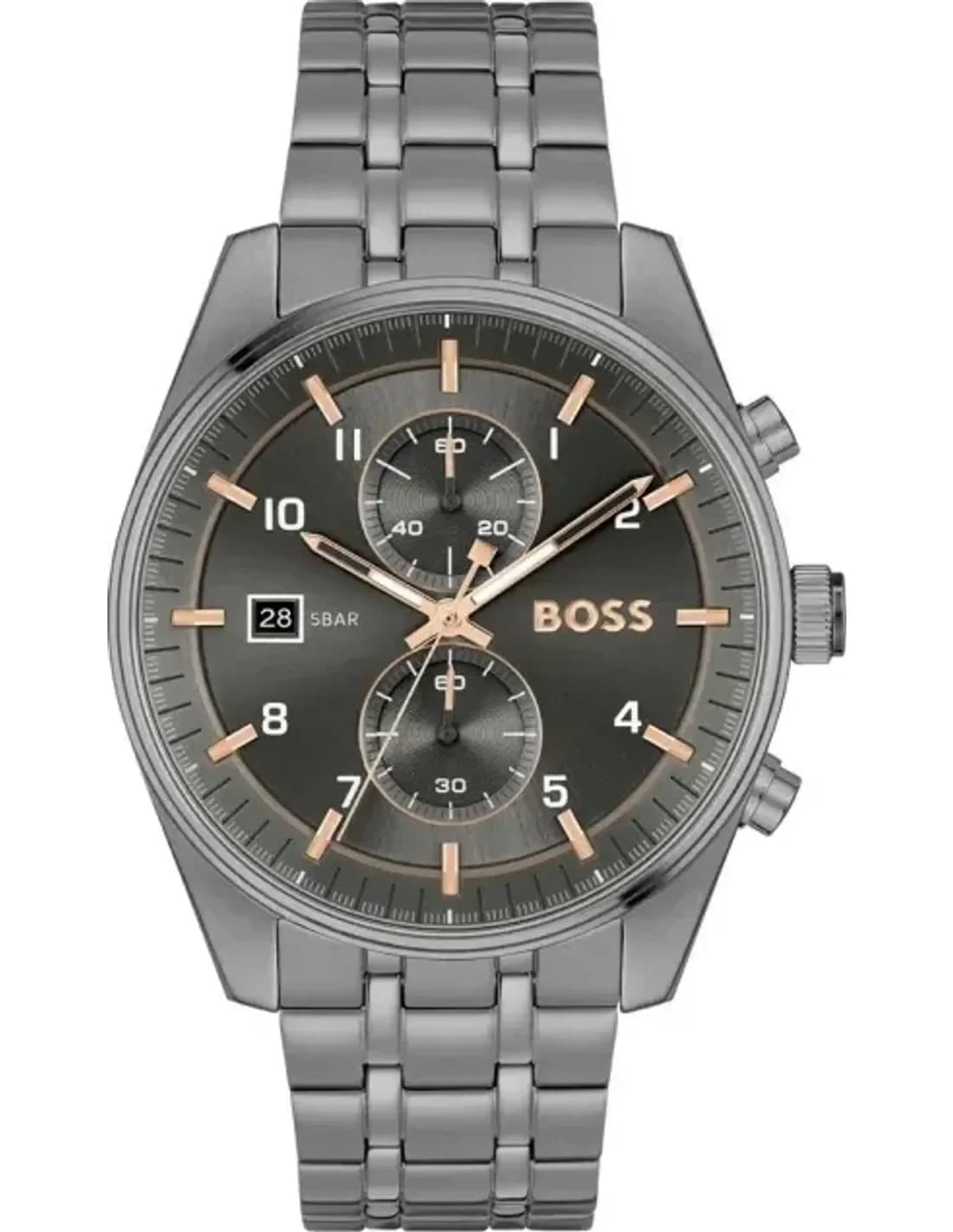 Hugo Boss 1514153 Skytraveller Watch in Matte Grey Steel with Black Dial