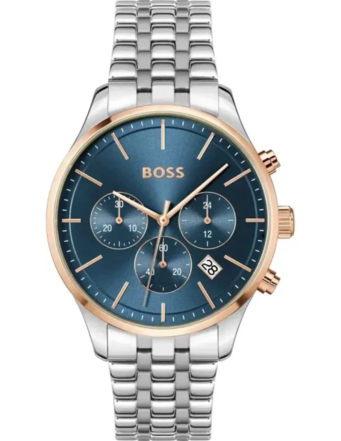 Montre Homme Hugo Boss 1514158 Avery en Acier Argenté et Cadran Bleu
