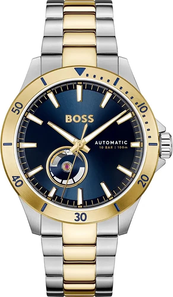 Montre Homme Hugo Boss Automatique Troper 1514201 bracelet bicolore cadran bleu