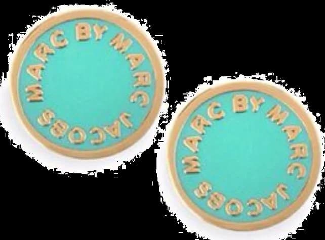 Boucles d'oreilles Marc by Marc Jacobs disque turquoise en acier doré