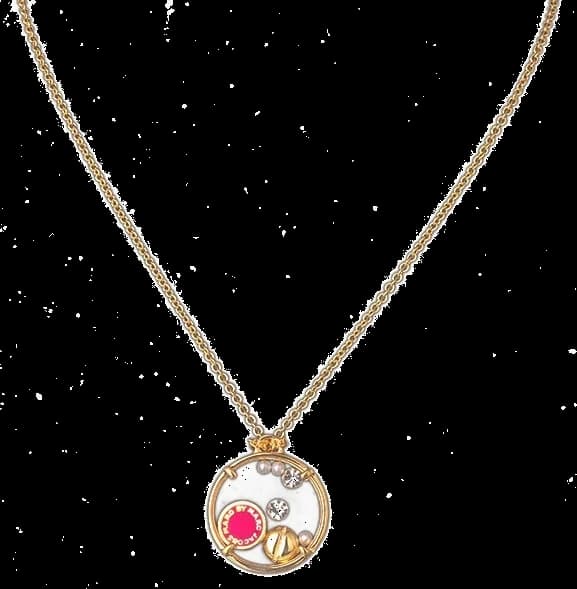Collier Marc by Marc Jacobs disque rouge flotant avec chaine en métal or jaune