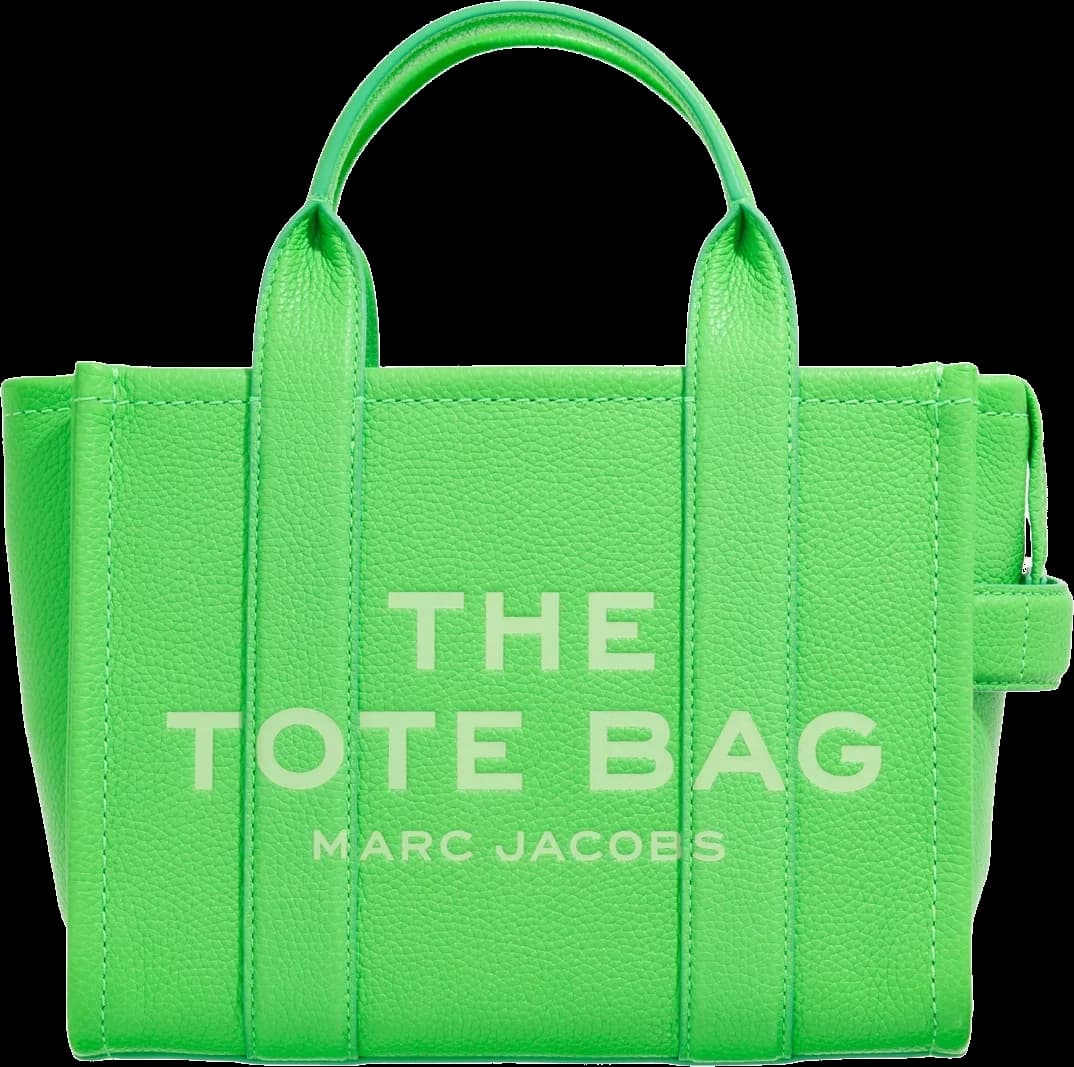 Sac à main Marc Jacobs The Mini Tote Bag vert fluo en cuir grainé