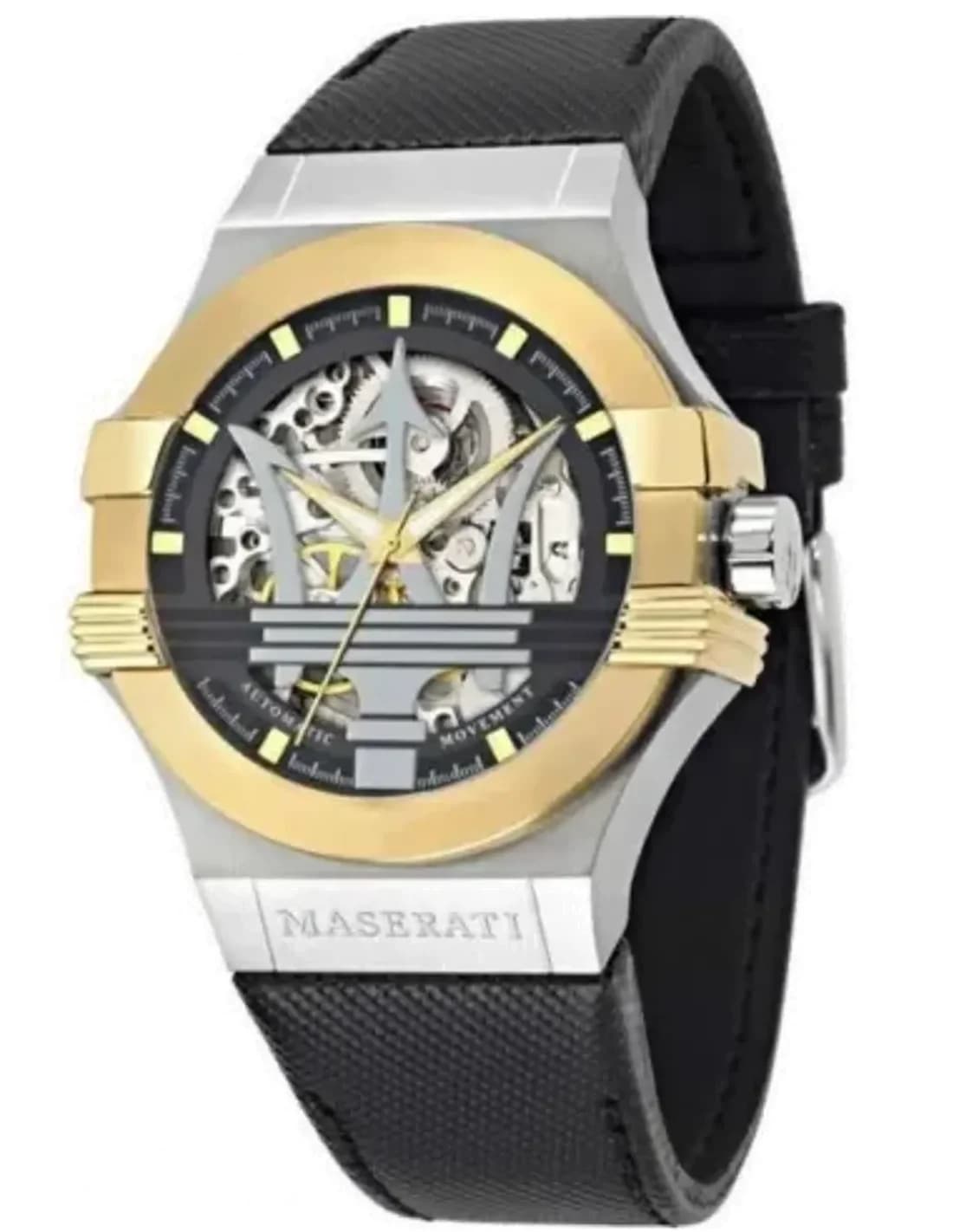 Maserati Potenza R8821108011 black leather strap automatic men's watch
