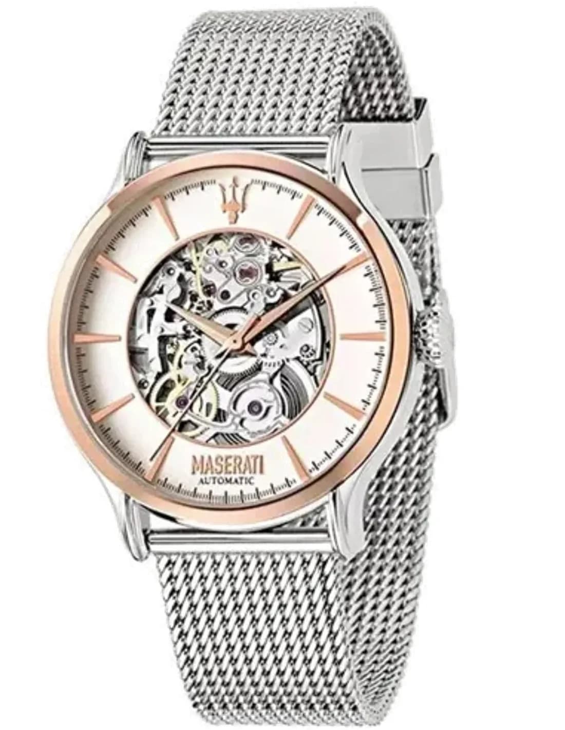 Maserati Epoca R8823118001 Automatic Skeleton Dial Milanese Mesh Watch