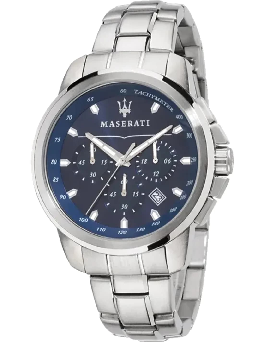 Montre Homme Maserati Successo R8873621002 chronographe cadran bleu bracelet en acier inoxydable argenté
