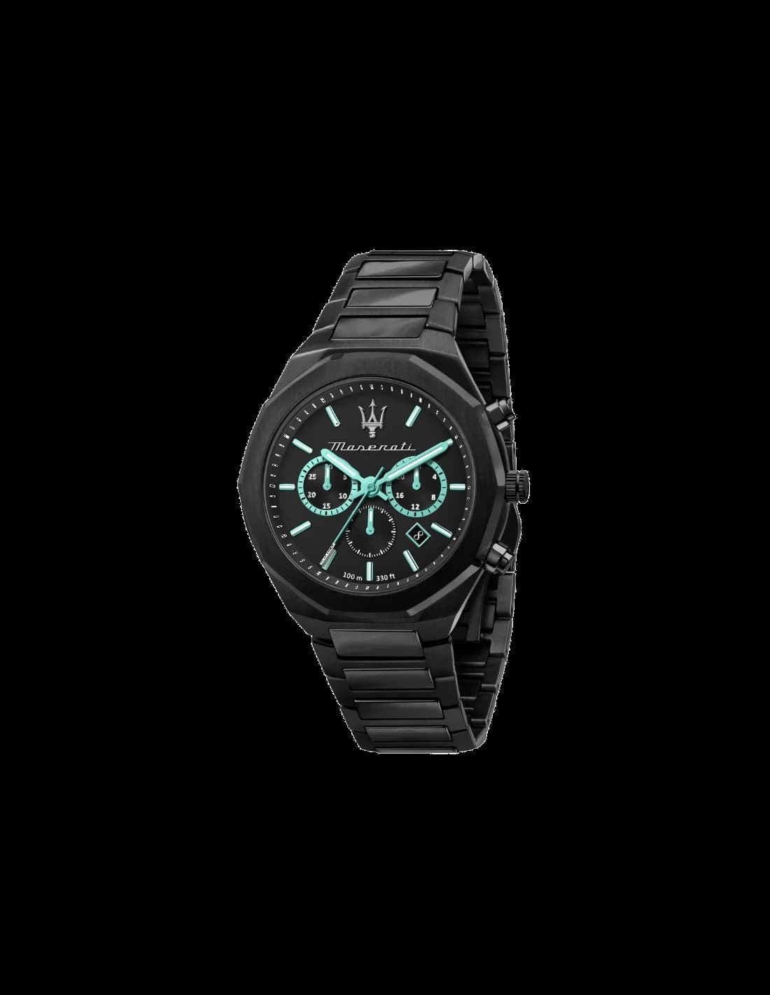 Montre Maserati Stile Aqua Edition R8873644001 Ronde acier noir détails turquoise