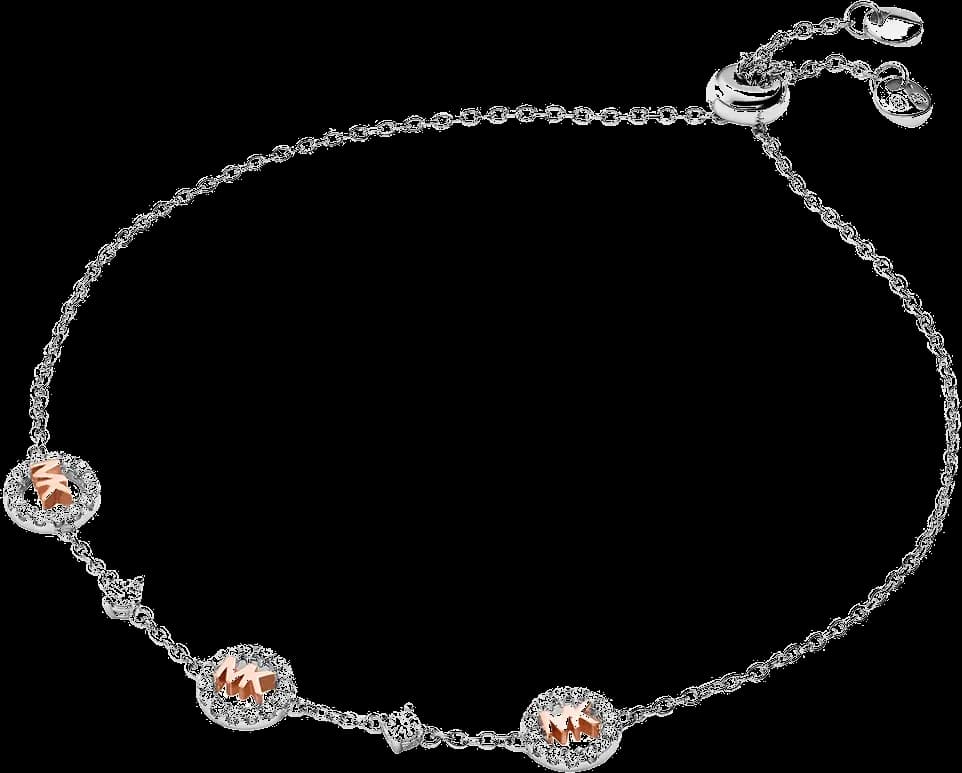 Bracelet bicolore Michael Kors coulissant avec logo en argent 925 pavé de cristaux