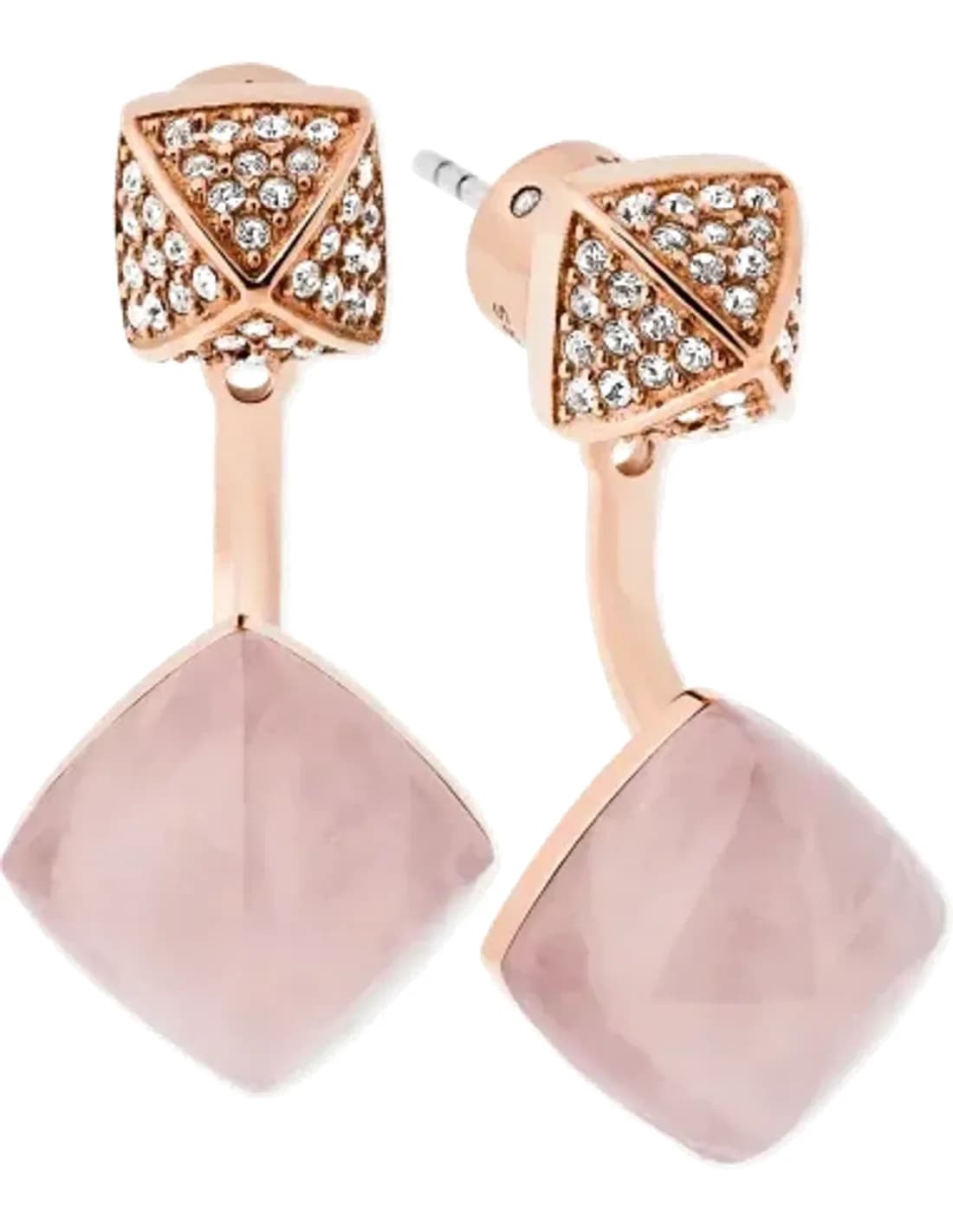 Boucles d'oreilles Michael Kors pavés et pierre rose