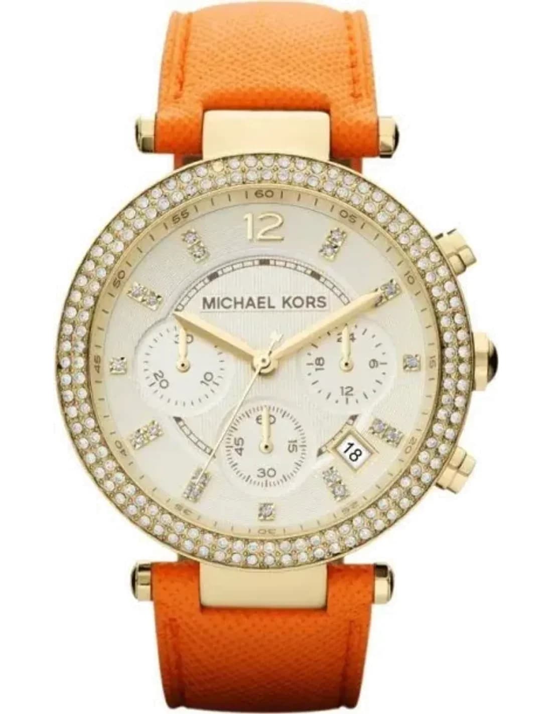 Michael Kors MK2279 Women's Watch Orange Leather Strap