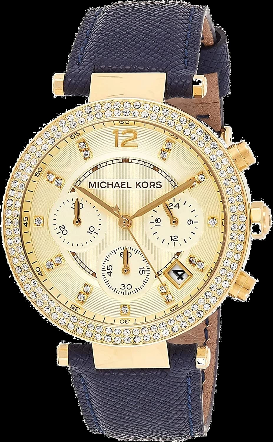 Michael Kors MK2280 Gold-Tone Chronograph with Navy Blue Leather Strap