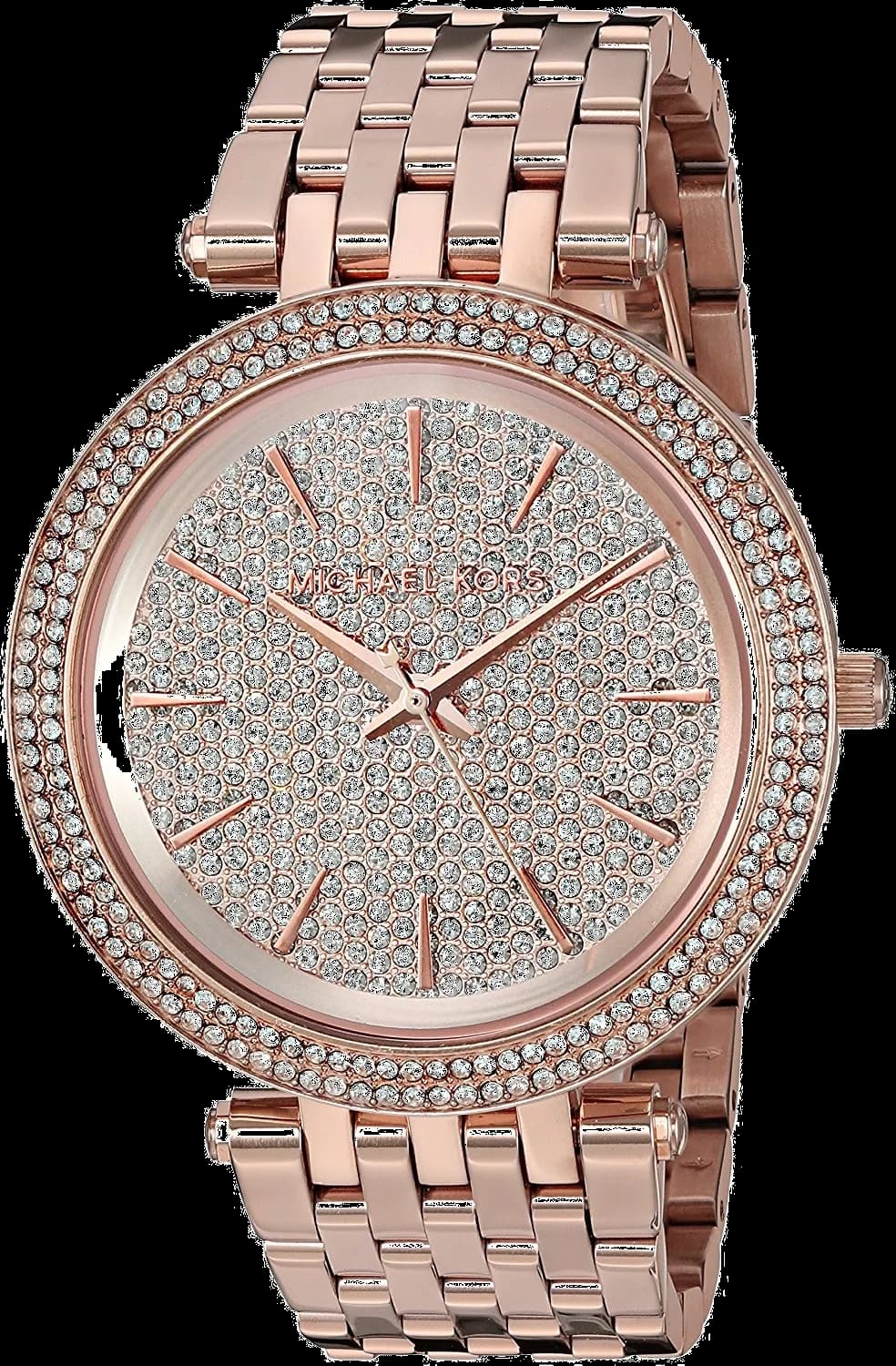 Michael Kors MK3439 Rose Gold Stainless Steel Watch with Diamond-Set Bezel