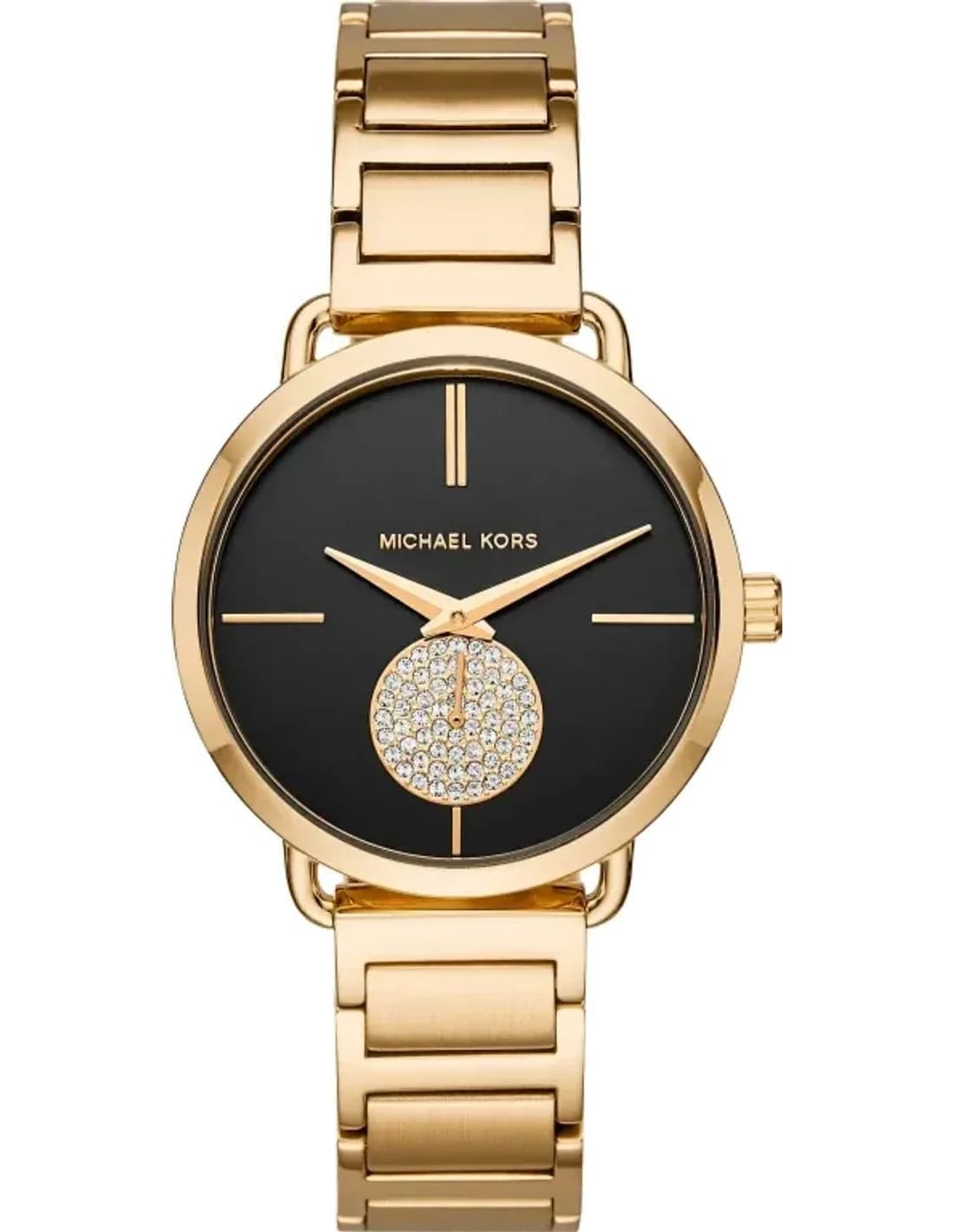 Michael Kors Portia MK3788 Yellow Gold Steel Black Dial Watch