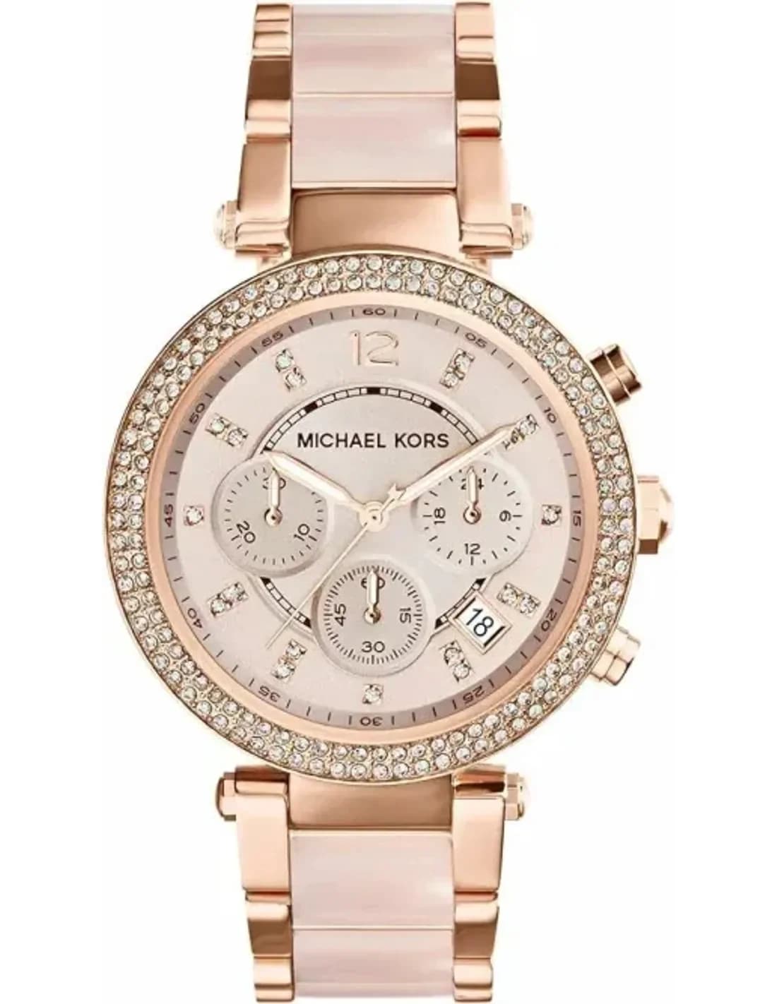 Montre Femme Michael Kors Parker MK5896 Bracelet en acier or rose et acétate