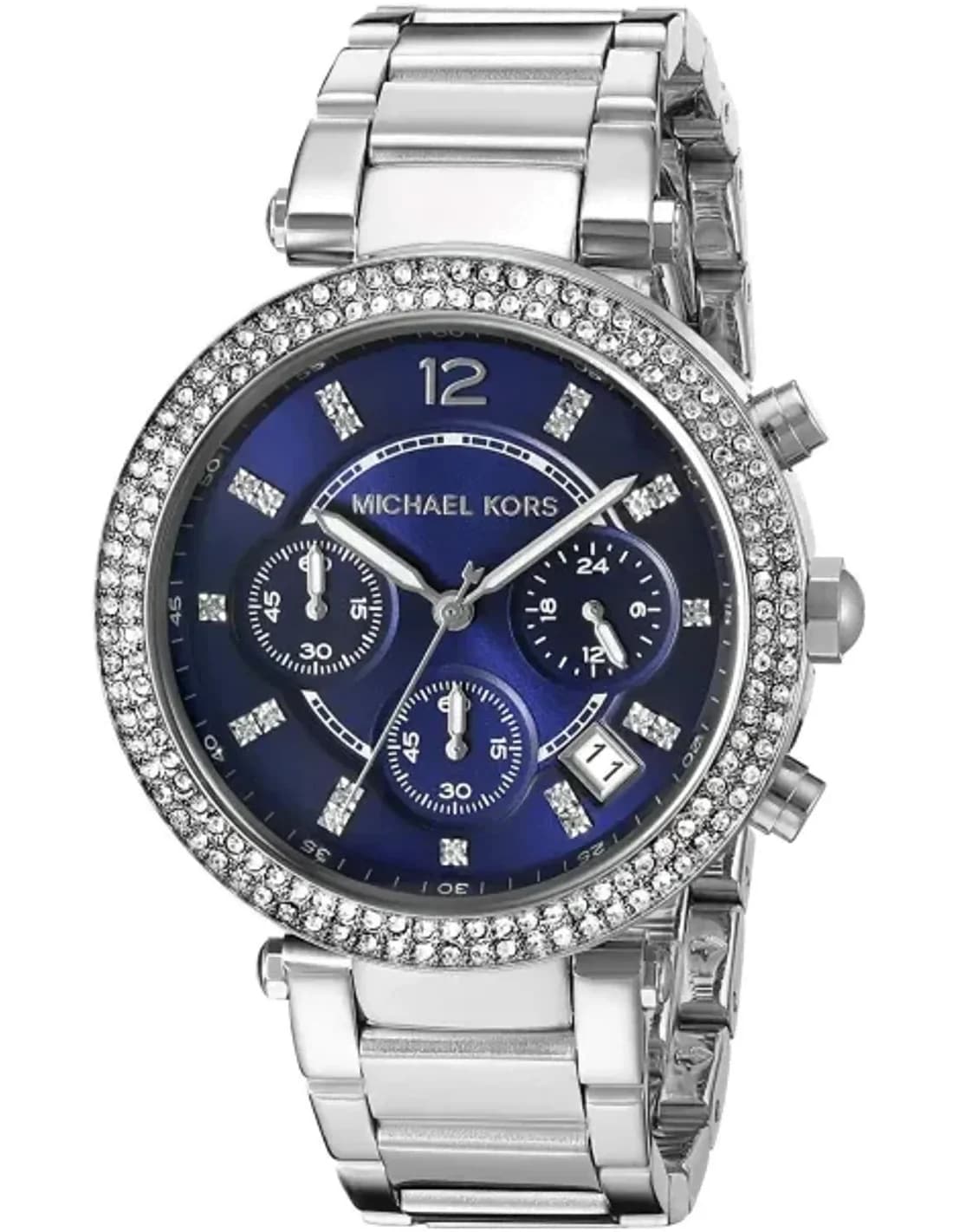 Montre Michael Kors MK6117 Parker Chronographe Acier et Cristaux Cadran Bleu