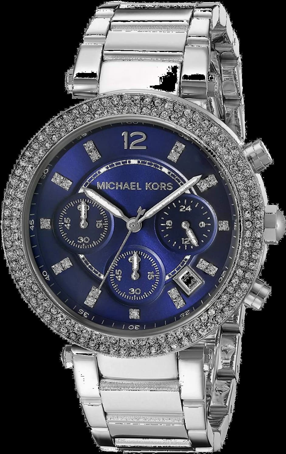 Michael Kors MK6117 Parker Chronograph Stainless Steel and Crystals Blue Dial Watch