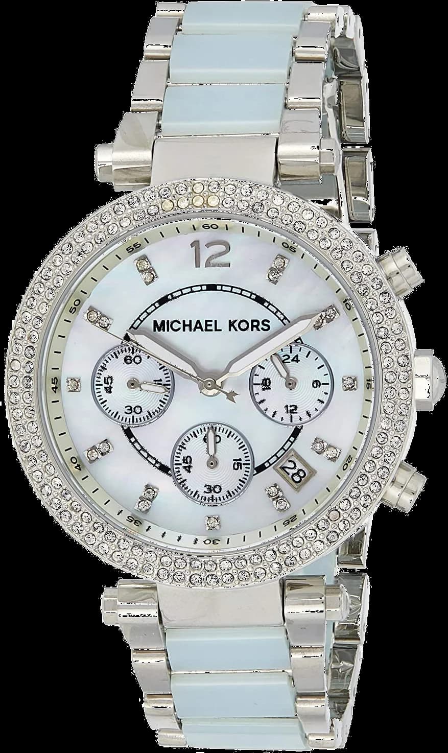 Montre Michael Kors MK6138 à Bracelet Bi-matière Bleu et Cadran Nacre