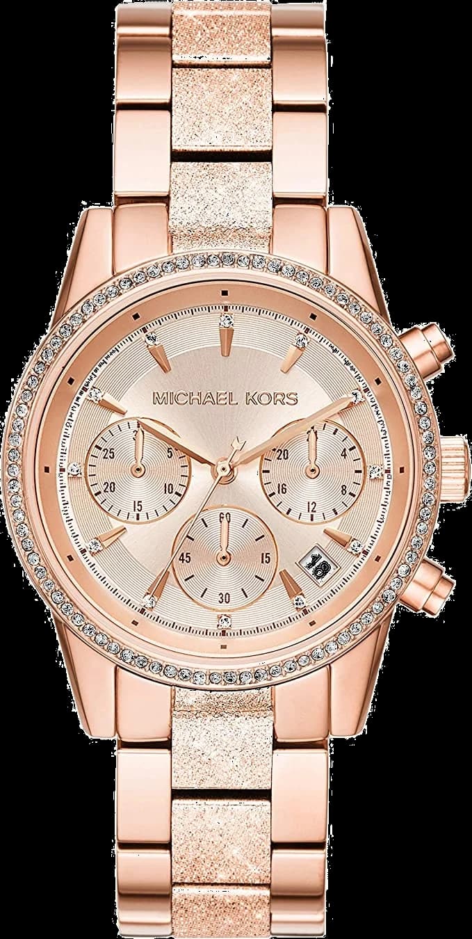 Women's watch Michael Kors Ritz MK6598 rose gold strap with crystal powder
