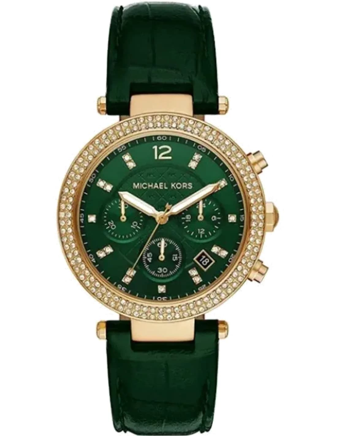 Michael Kors Parker MK6985 Green Leather Strap Watch