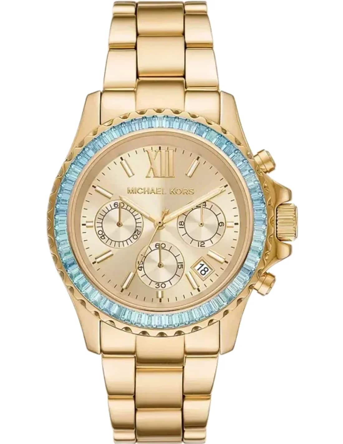 Montre chronographe Michael Kors Everest MK7210 ornée de cristaux bracelet en acier inoxydable doré jaune