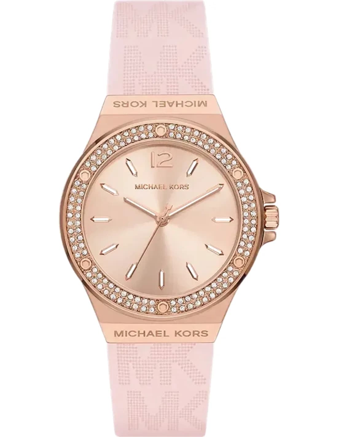 Michael Kors MK7282 Lennox Women's Watch rose gold dial pink silicone strap
