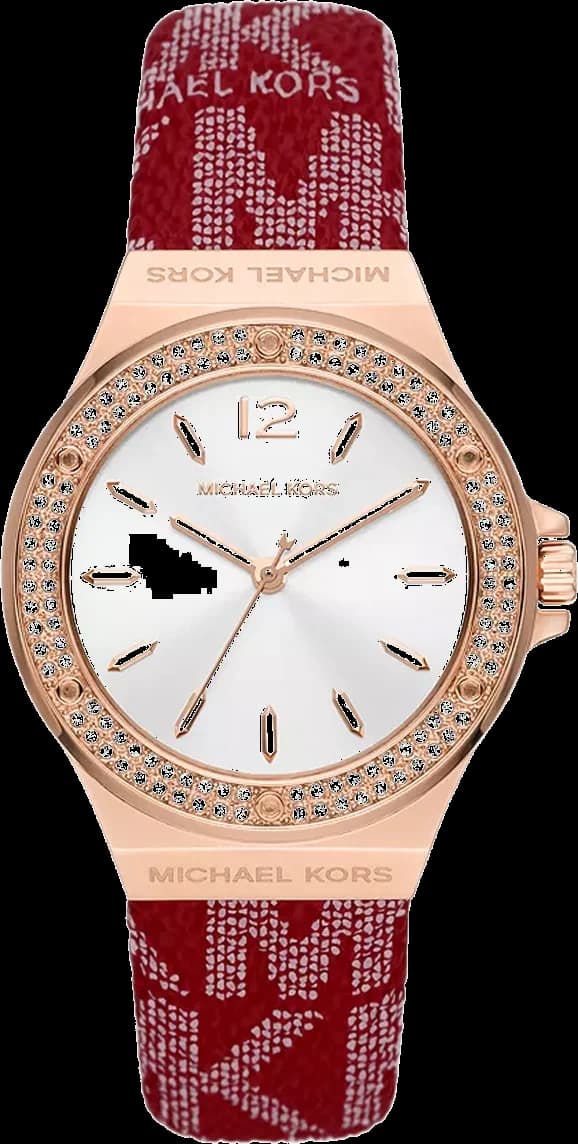 Michael Kors Lennox MK7308 watch white dial red leather strap