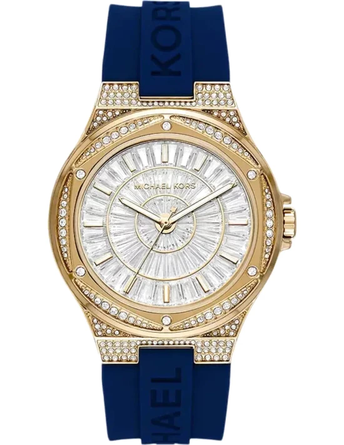Michael Kors MK7333 Watch in Gold-Tone Stainless Steel with Blue Silicone Strap