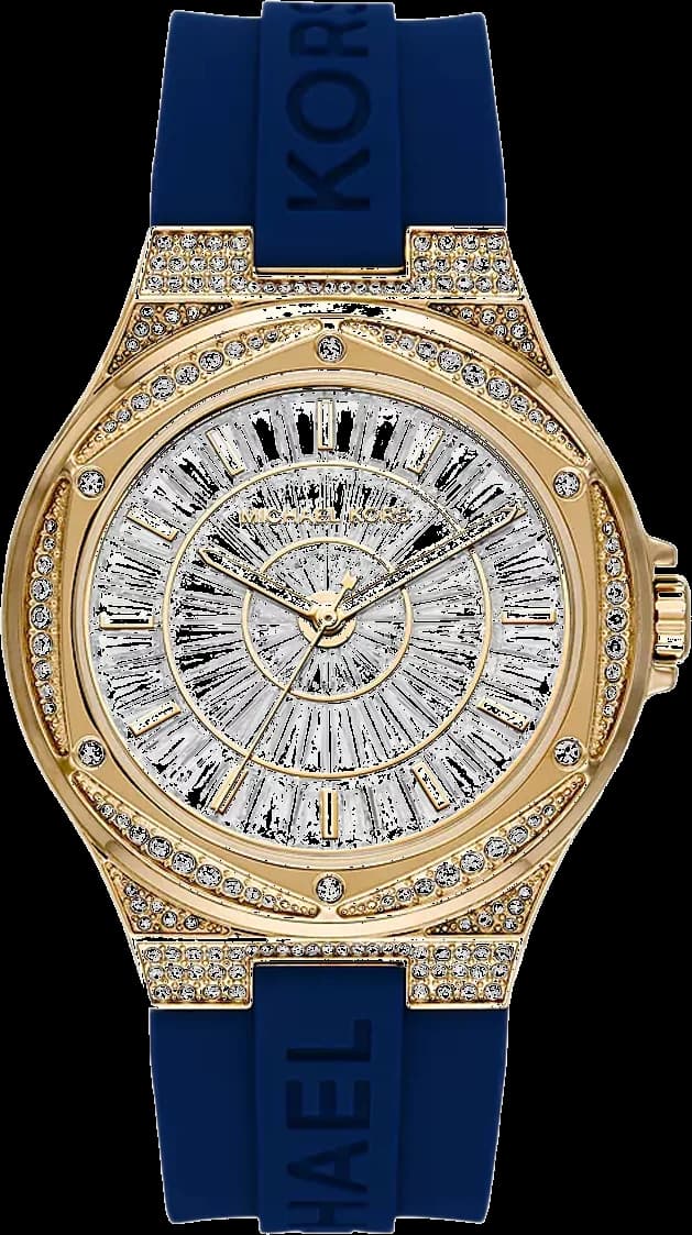 Michael Kors MK7333 Watch in Gold-Tone Stainless Steel with Blue Silicone Strap