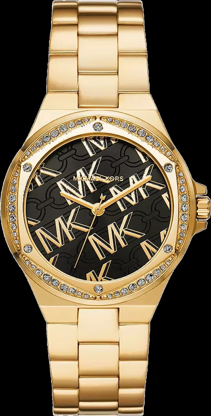 Michael Kors Lennox MK7404 Black Dial Gold Stainless Steel Bracelet Watch