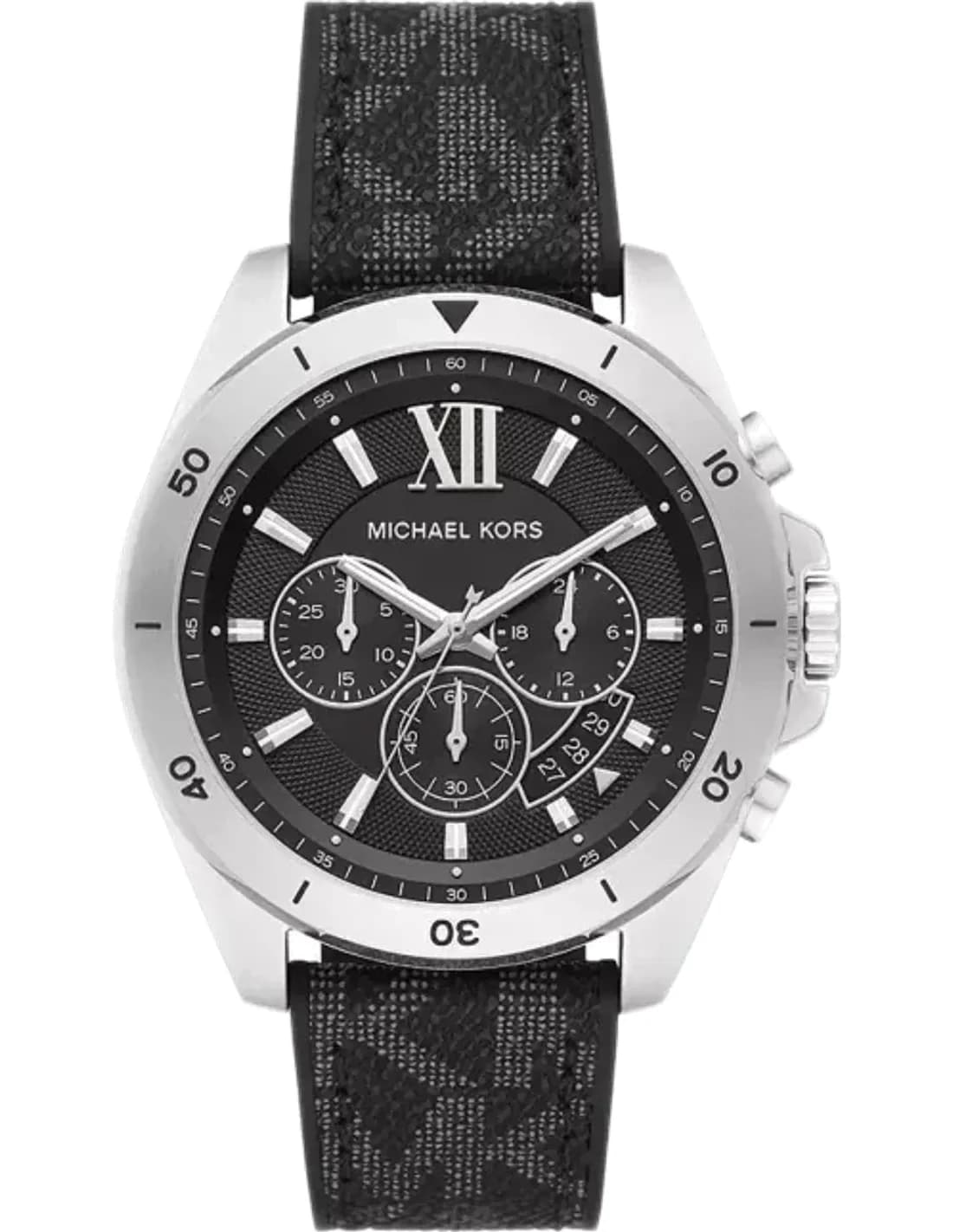 Montre chronographe Michael Kors Brecken MK8850 de couleur noire bande en toile à signature imprimée