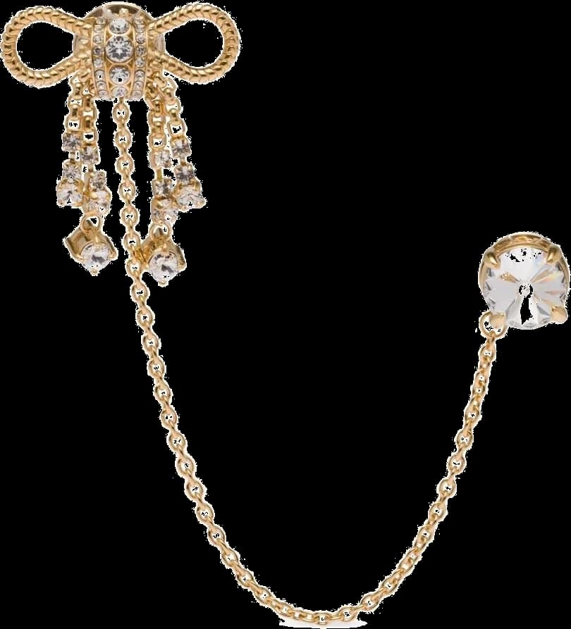 Broche à ornements Miu Miu en cristal plaqué or avec boucle déployante dissimulée