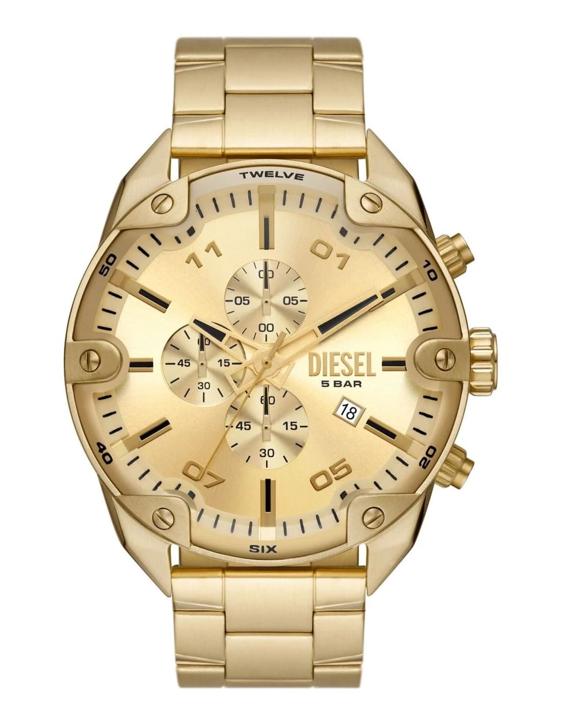 Diesel DZ4608 montre homme, cadran doré et bracelet acier