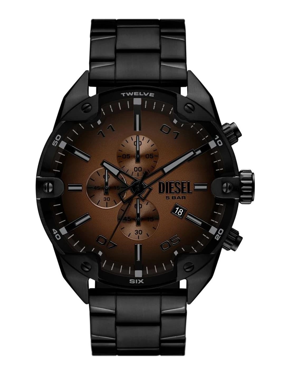 Diesel DZ4691 montre homme, cadran noir avec bracelet acier robuste