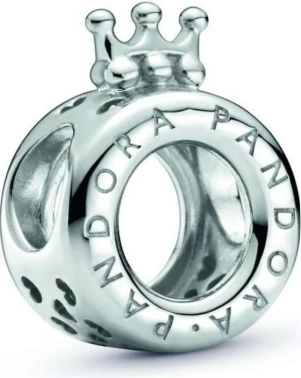 Charm Pandora argent Logo & O Couronné Signature Pandora