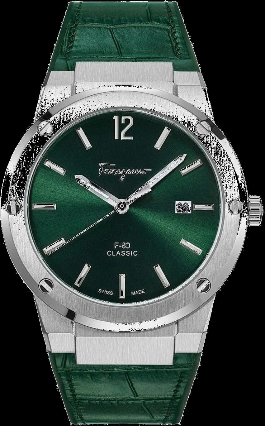 Salvatore Ferragamo SFDT00119 Watch Green Croc-Effect Silicone Strap