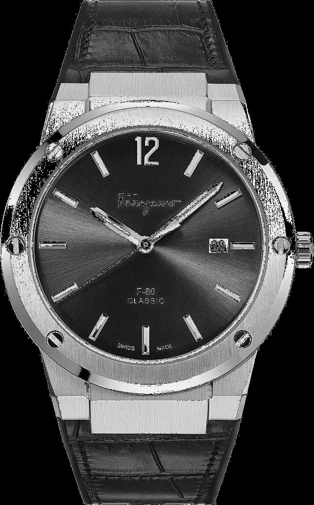 Salvatore Ferragamo watch SFDT00219 F-80 Slim Black Crocodile Leather 42mm