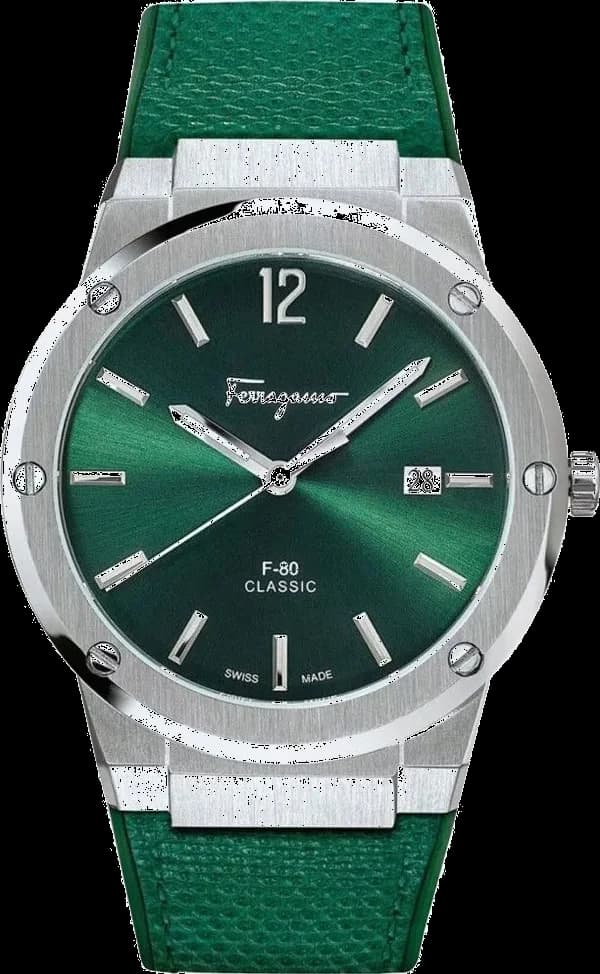 Salvatore Ferragamo SFDT00519 Stainless Steel and Green Silicone Watch