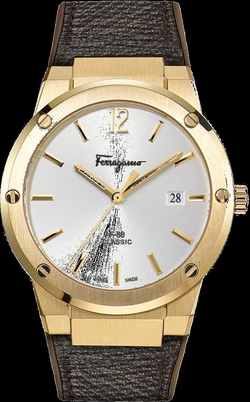 Salvatore Ferragamo Watch SFDT00819 with Brown Silicone Strap and Steel Case