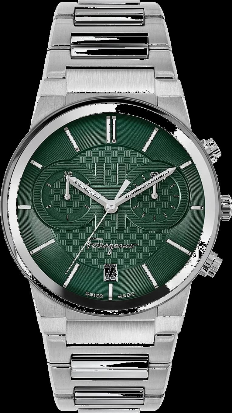 Salvatore Ferragamo SFME00421 Chronograph Watch in Steel with Green Dial