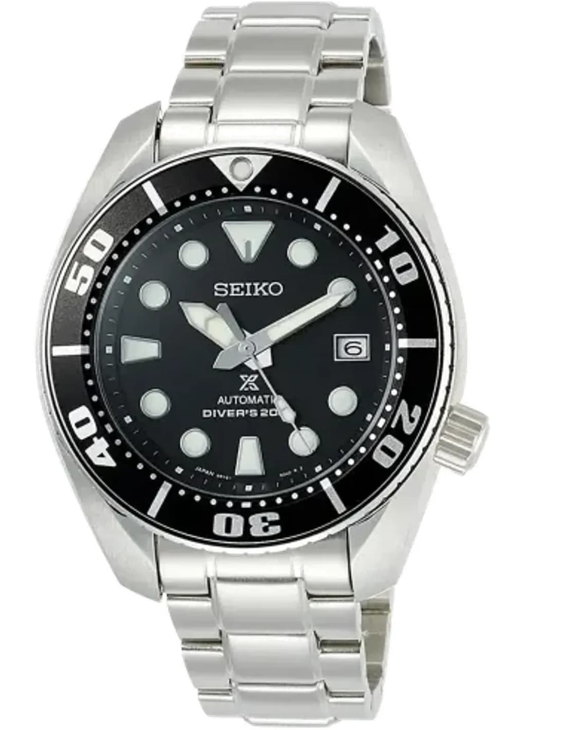 Seiko SBDC031J1 Diver's Submariner Stainless Steel Watch with Black Dial and Sapphire Crystal