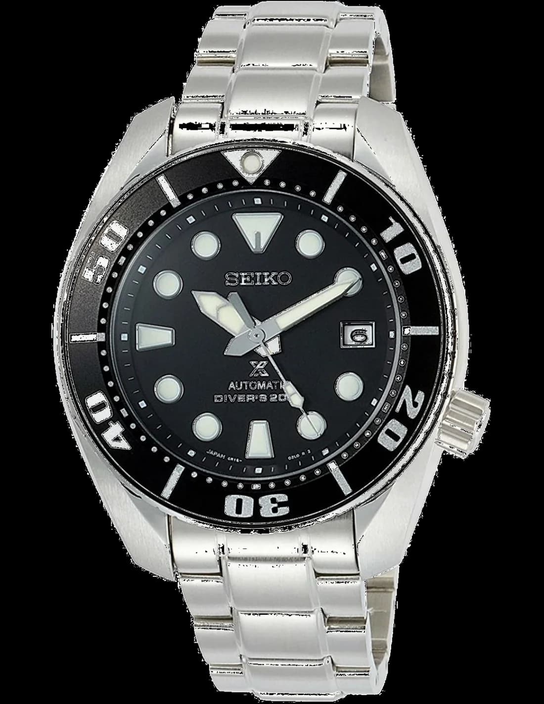 Seiko SBDC031J1 Diver's Submariner Stainless Steel Watch with Black Dial and Sapphire Crystal