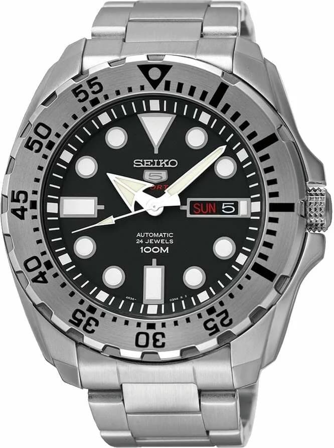 Seiko SRP599J1 Automatic Stainless Steel Watch with Black Dial 44mm