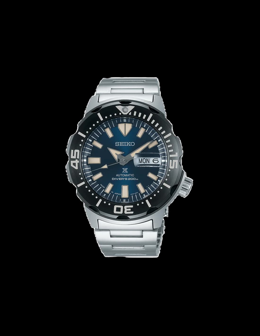 Seiko SRPD25K1 Prospex Monster Automatic Brushed Steel Blue Dial Watch