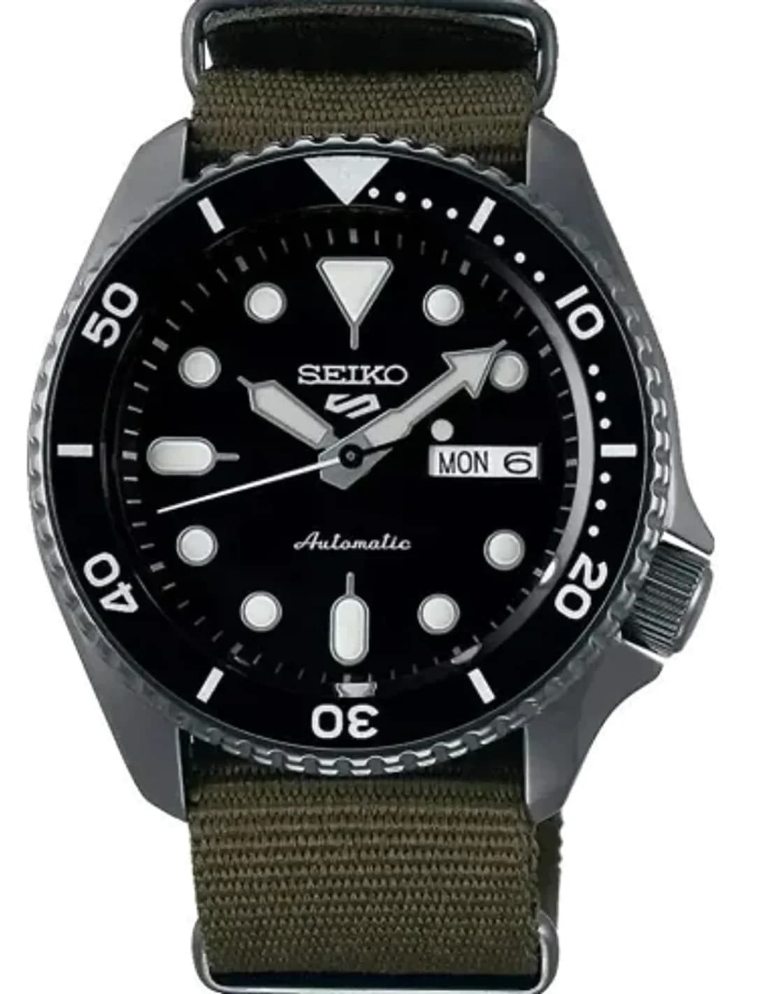 Seiko SRPD65K4 Automatic Black Steel Case and Green NATO Strap Watch