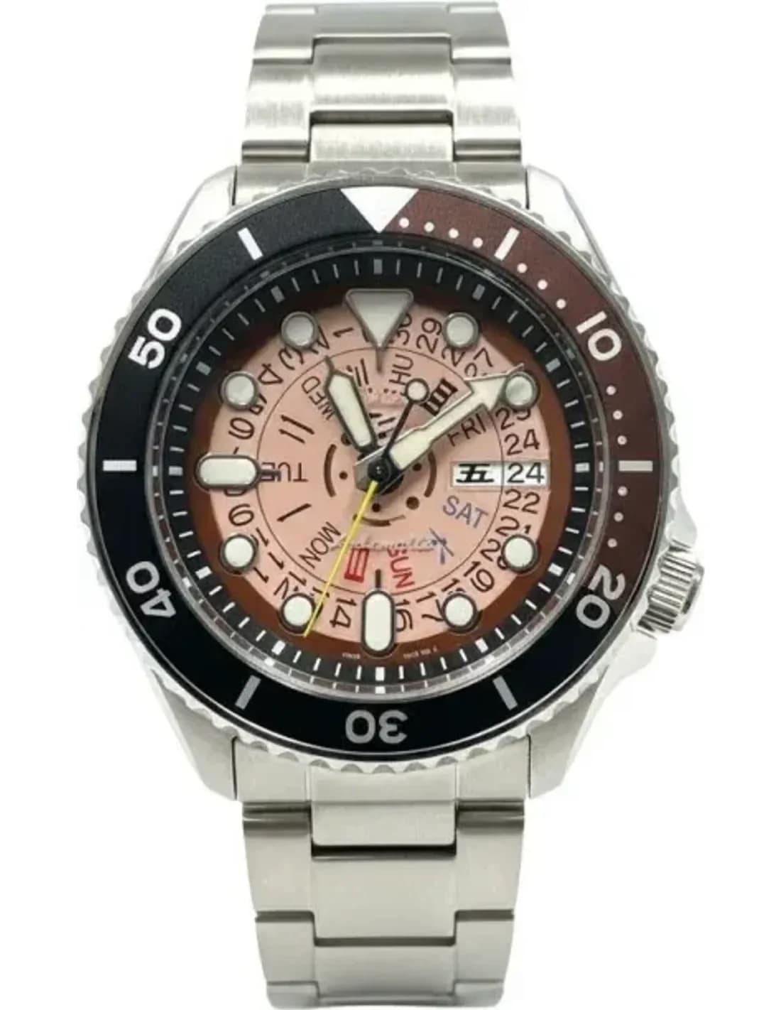 Seiko SRPJ47PK Automatic Watch with Metallic Rose Dial and Steel