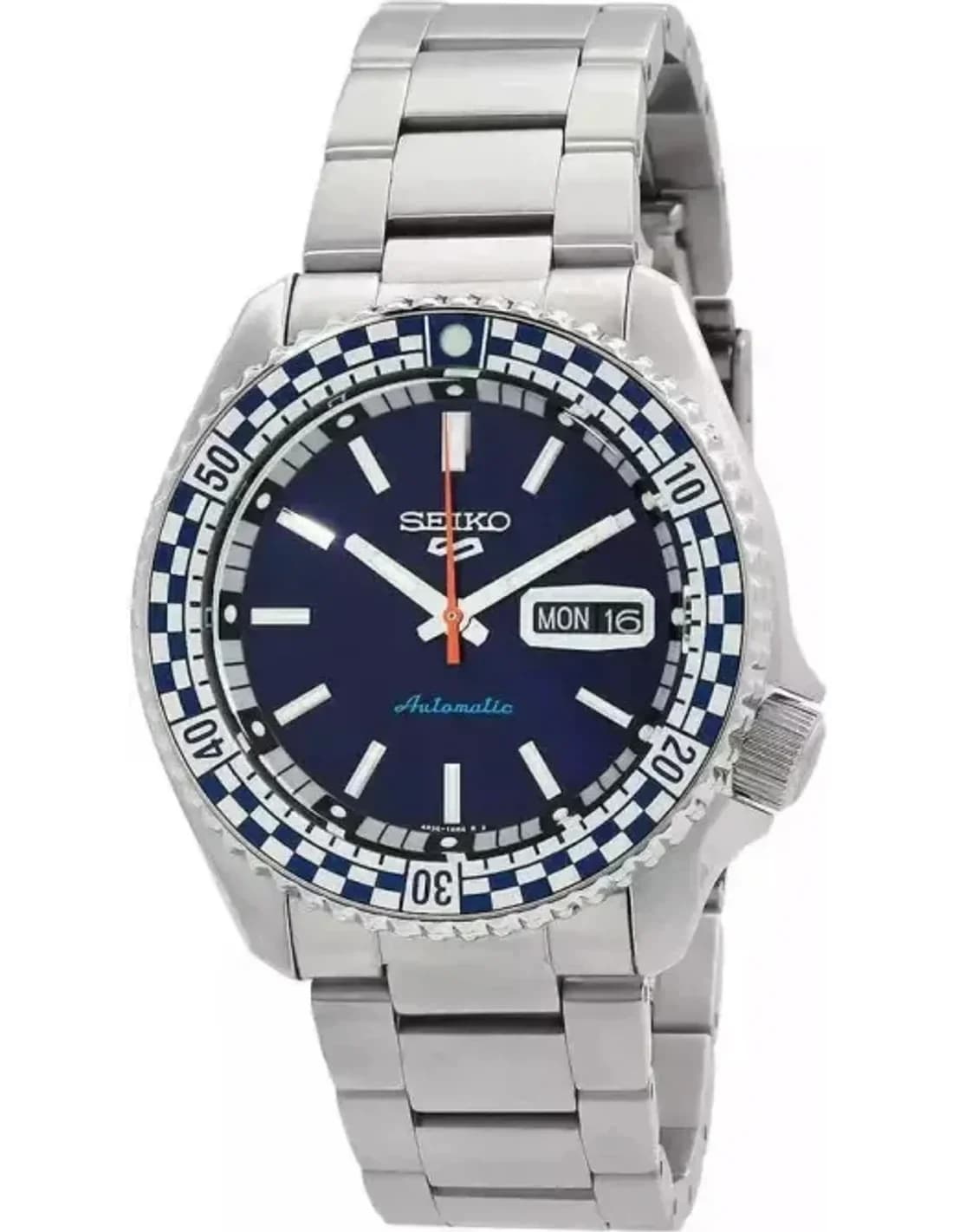 Seiko SRPK65K1 Automatic Stainless Steel Blue Checker Flag Dial Watch