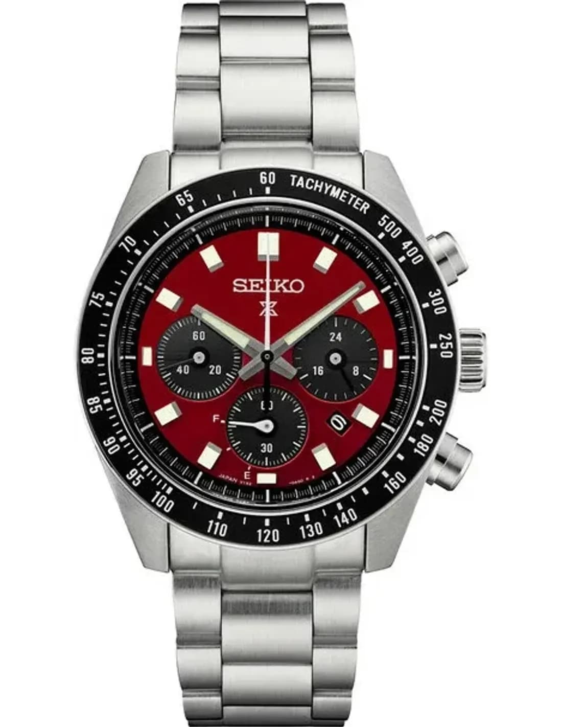 Seiko SSC927 Solar Chronograph Red Dial and Steel Watch