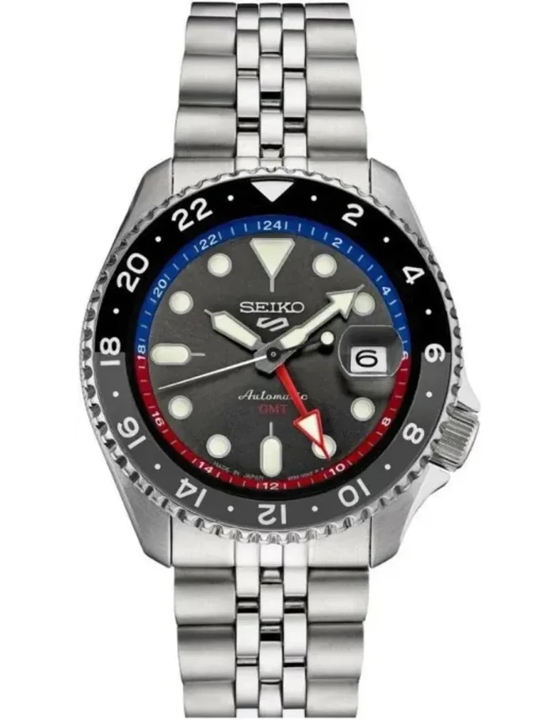 Seiko SSK019K1 GMT Automatic Pepsi Stainless Steel Watch