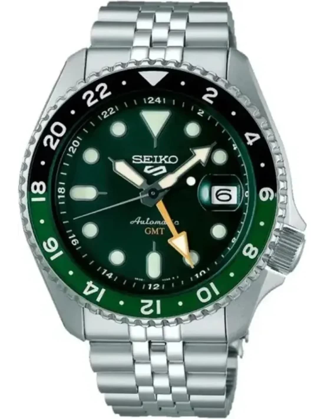 Seiko SSK035K1 GMT Automatic Sunburst Green Dial Stainless Steel Watch