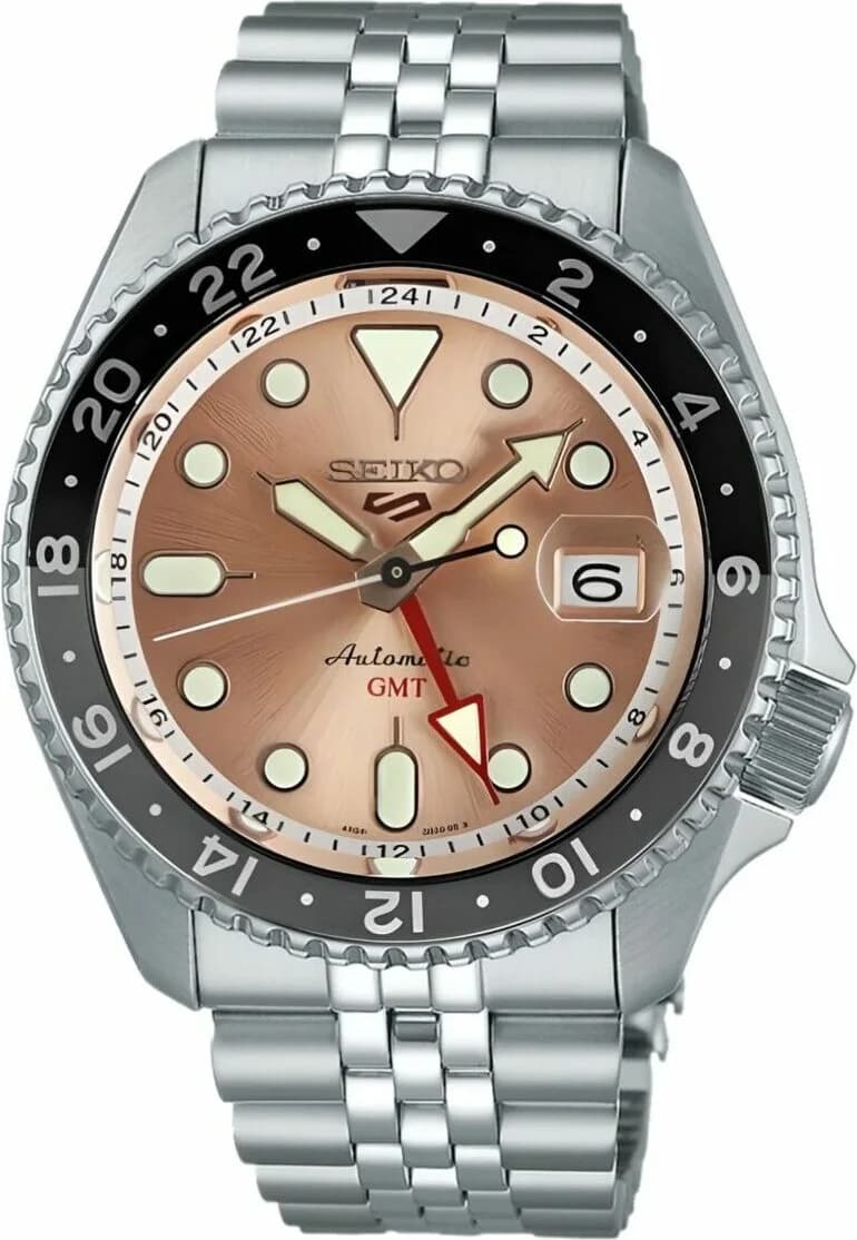 Seiko SSK043K1 GMT Automatic Salmon Gold Dial Steel Men's Watch