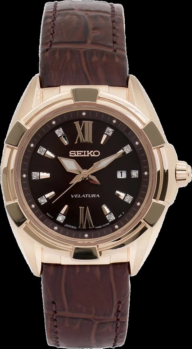 Seiko SXDG12P1 Velatura Brown Dial and Diamonds Watch